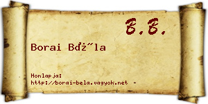 Borai Béla névjegykártya